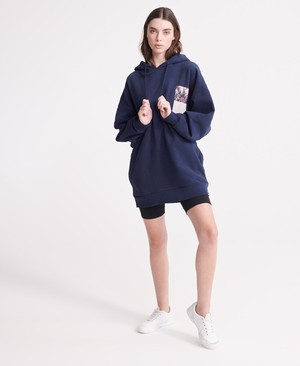 Superdry Fleur Oversized Női Kapucnis Pulóver Sötétkék | MLYOU5829